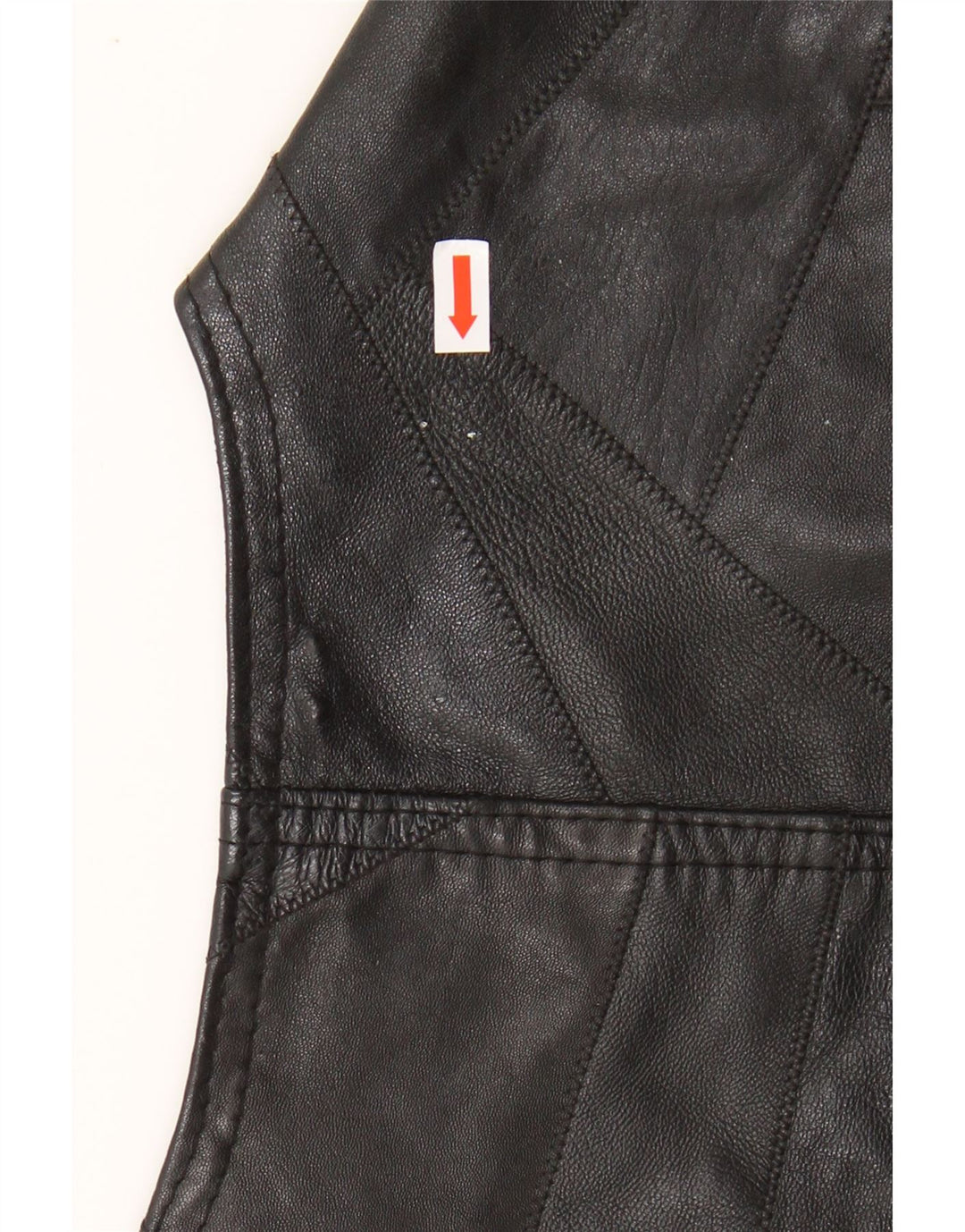 VINTAGE Mens Leather Waistcoat  Large Black Patchwork Leather