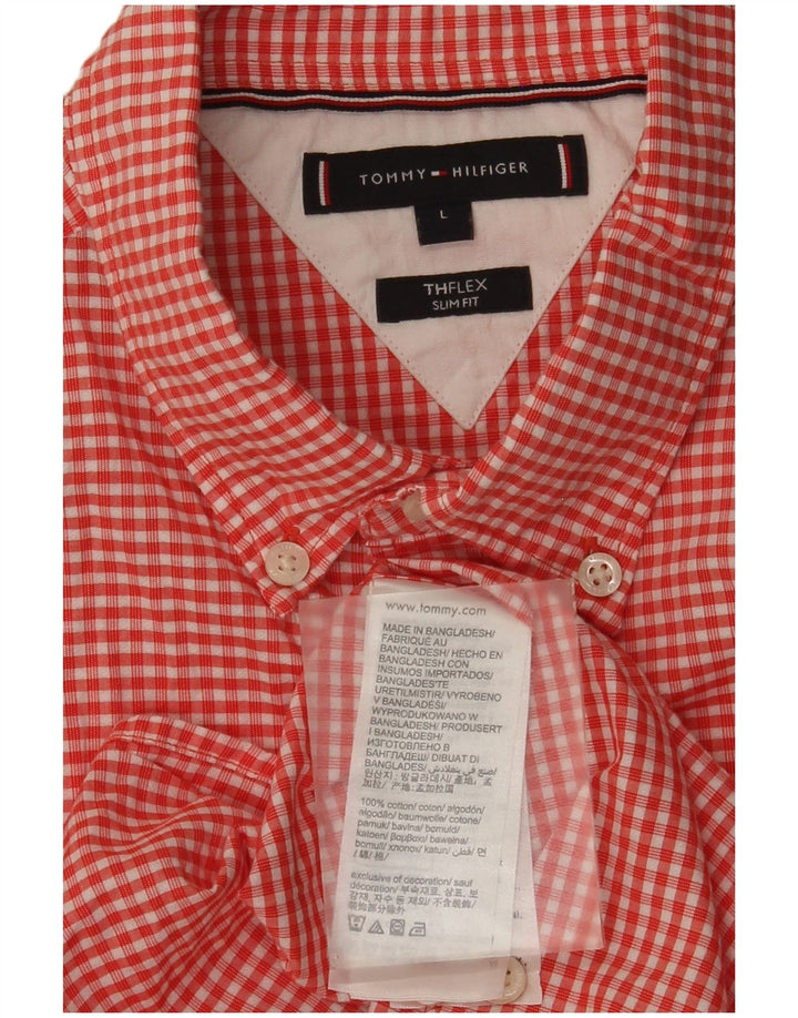 Tommy Hilfiger Herre Slim Fit skjorte Stor rød Gingham Bomuld