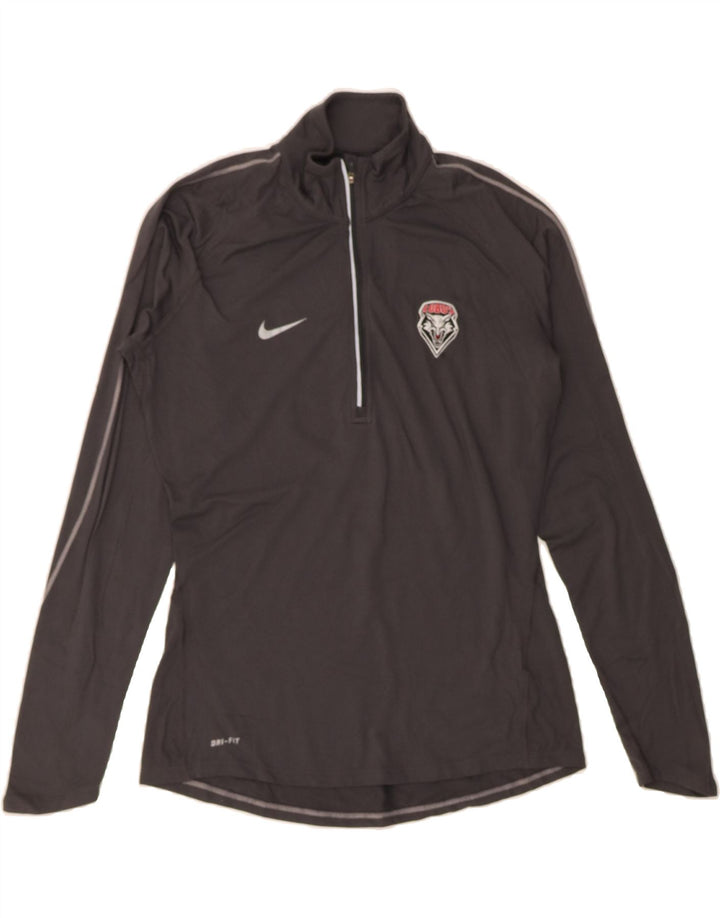 NIKE Womens Dri Fit Zip Neck Pullover Tracksuit Top UK 12 Medium Grey Vintage Nike and Second-Hand Nike from Messina Hembry 