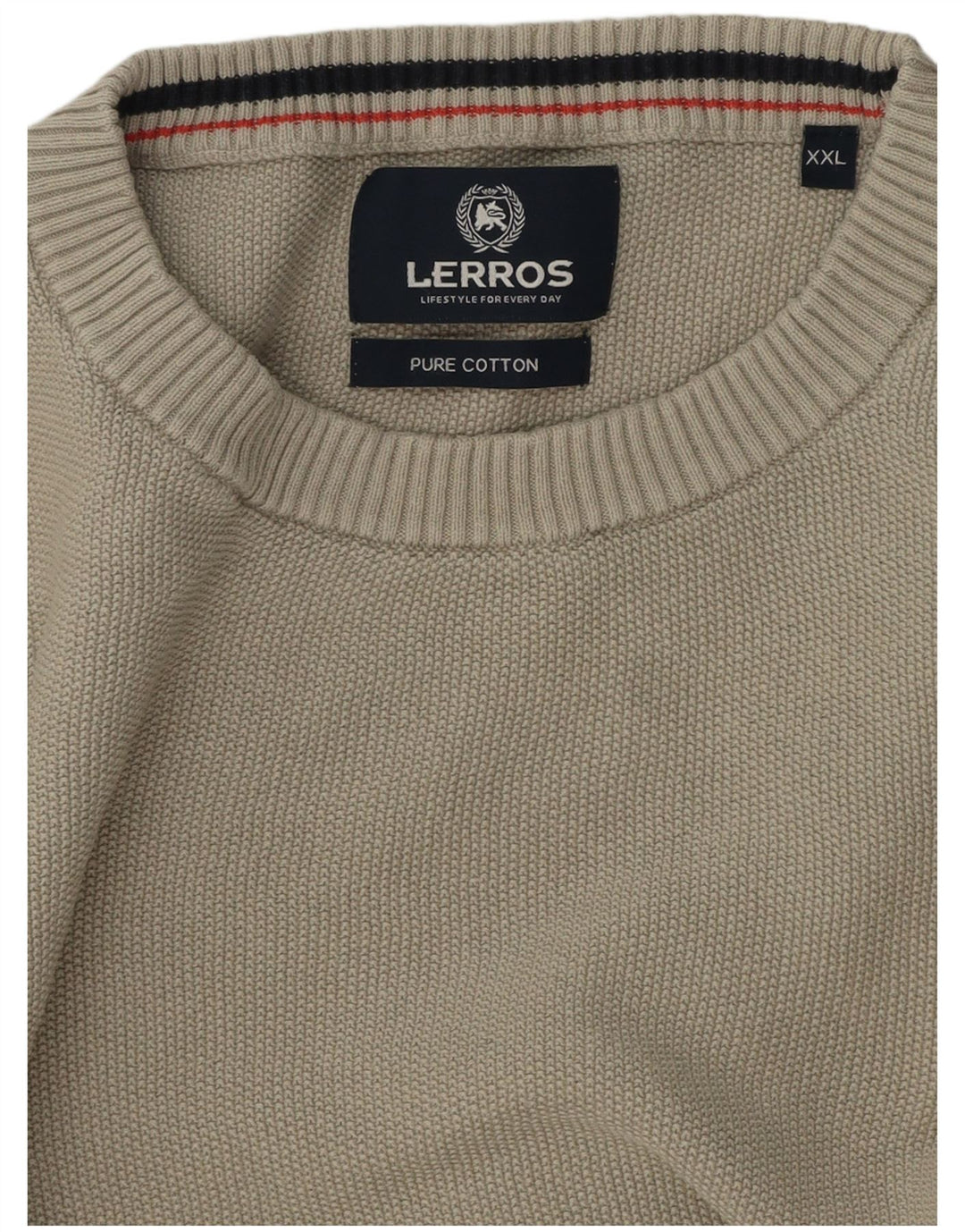 LERROS Herre sweater med rund hals 2XL beige bomuld