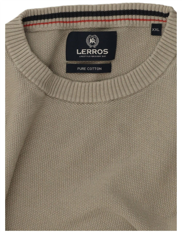 LERROS Herre sweater med rund hals 2XL beige bomuld
