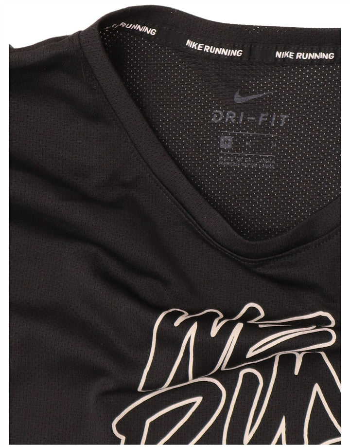 NIKE Mens Dri Fit Graphic T-Shirt Top Medium Black Polyester