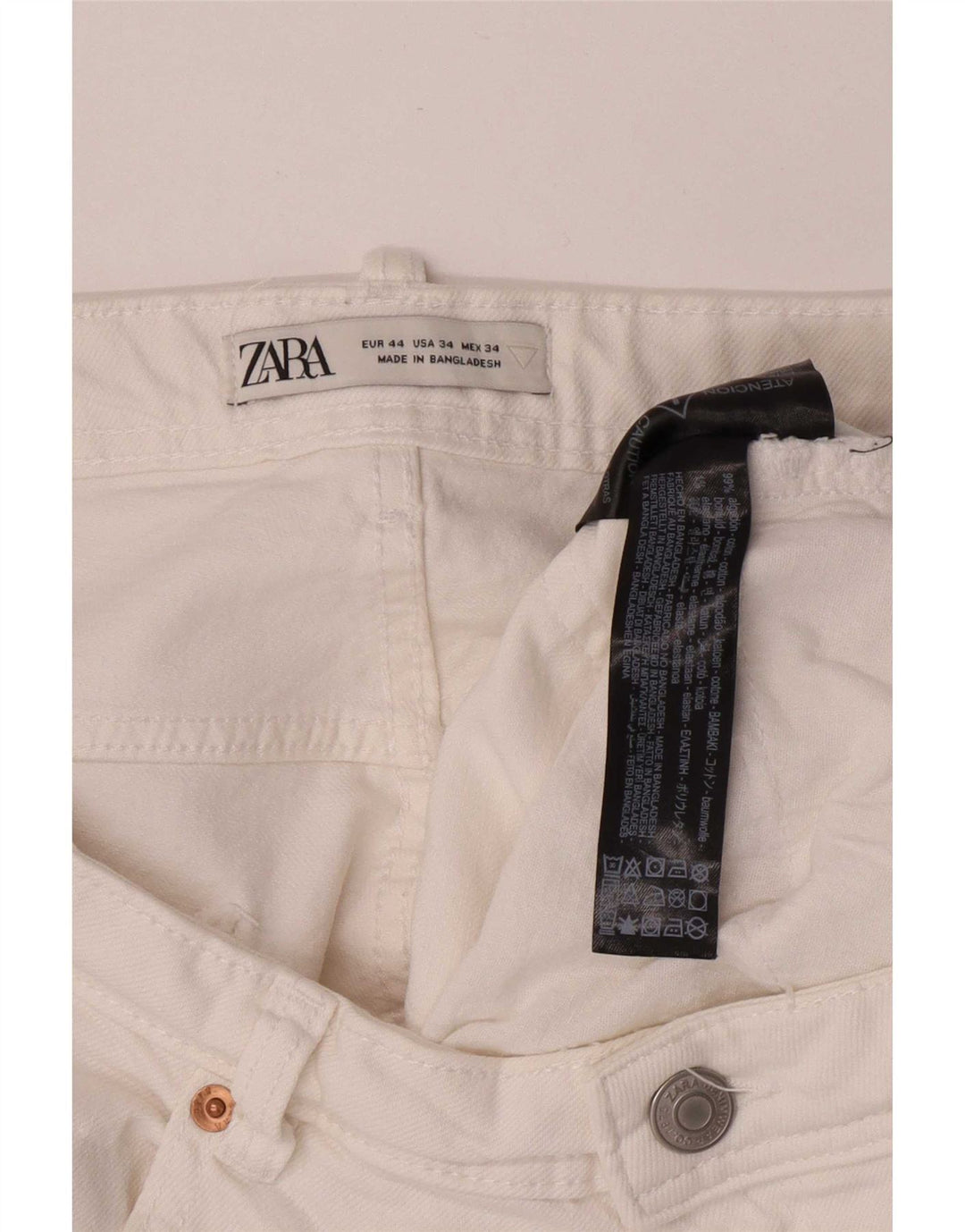 Zara Herre Denim Shorts EU 44 Large W34 White Bomuld