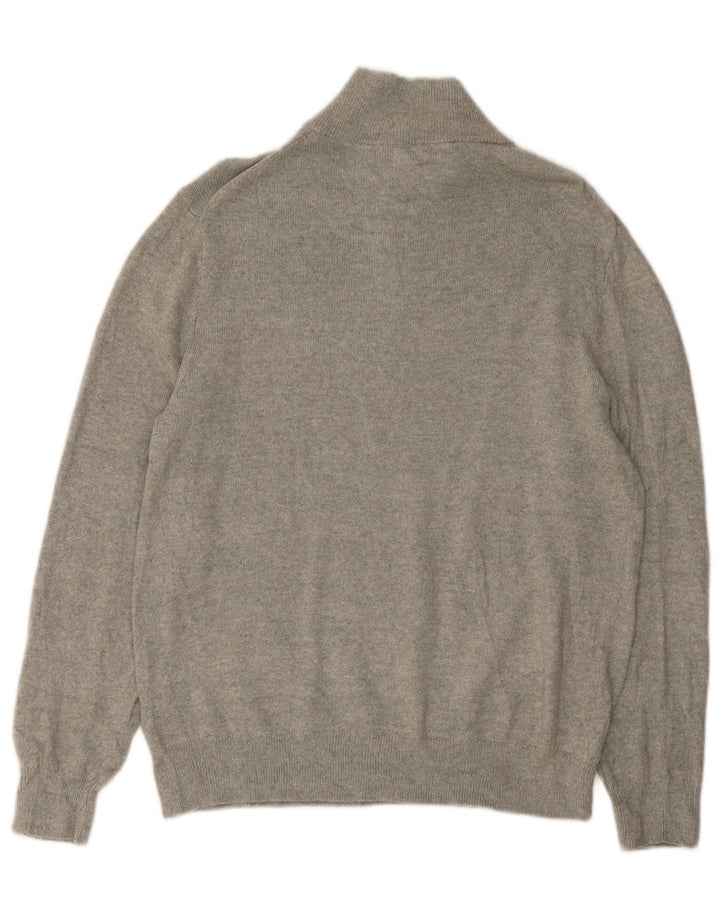 J. Crew Herre Zip Neck Jumper Sweater Stor Grå Bomuld