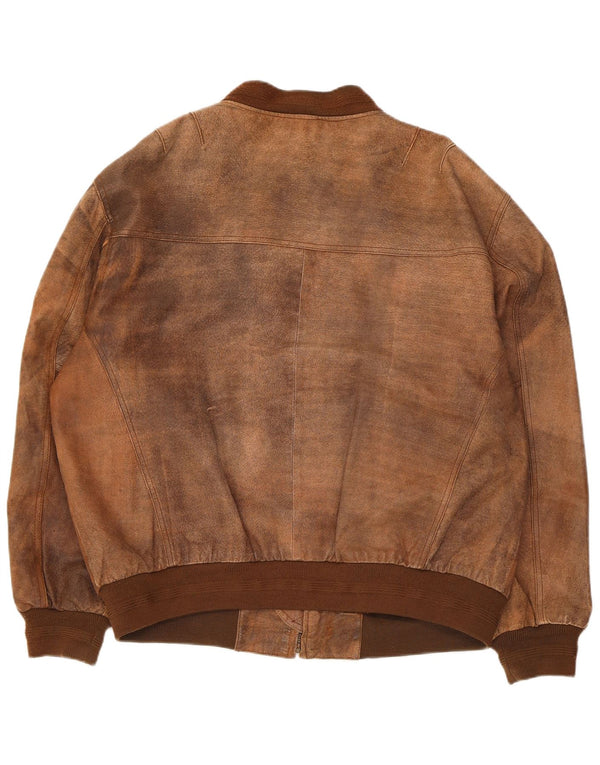 Vintage herre læderjakke UK 42 XL brunt læder