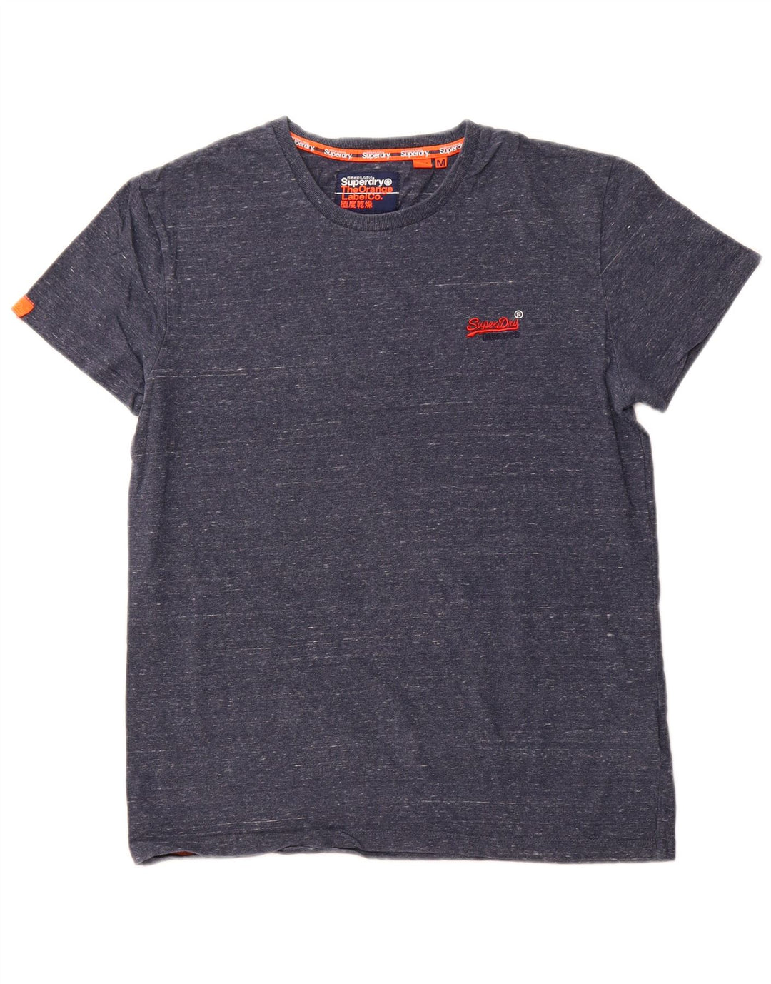 SUPERDRY Herre T-shirt Top Medium Navyblå Flecked Bomuld