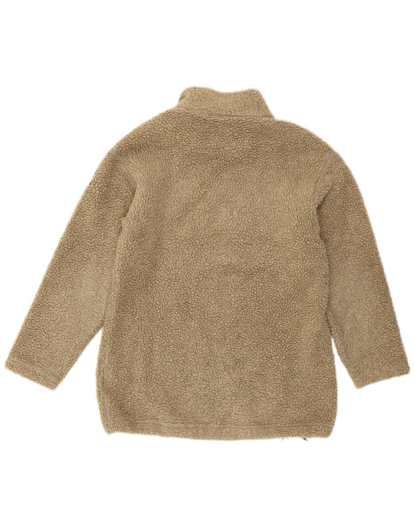 Napapijri Dame Grafisk Zip Neck Fleece Jumper Large Beige Polyacrylic