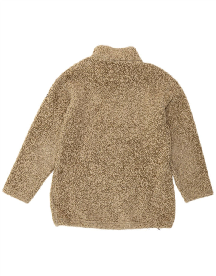 Napapijri Dame Grafisk Zip Neck Fleece Jumper Large Beige Polyacrylic