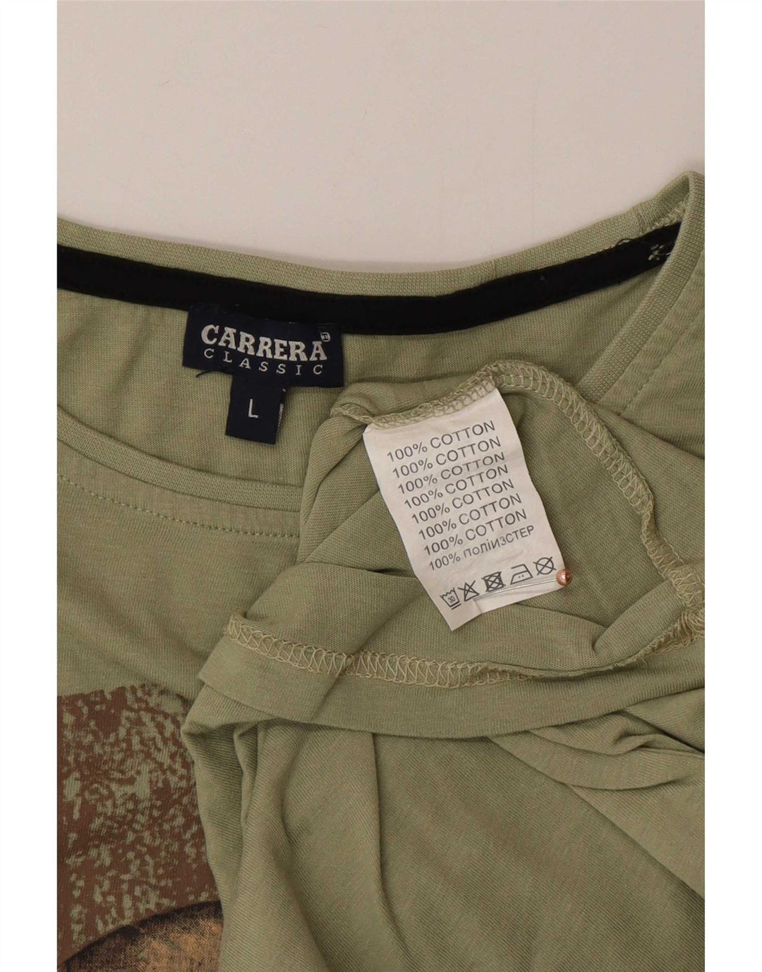 Carrera Herre Grafisk T-Shirt Top Stor Grøn Bomuld