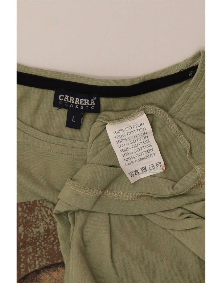 Carrera Herre Grafisk T-Shirt Top Stor Grøn Bomuld
