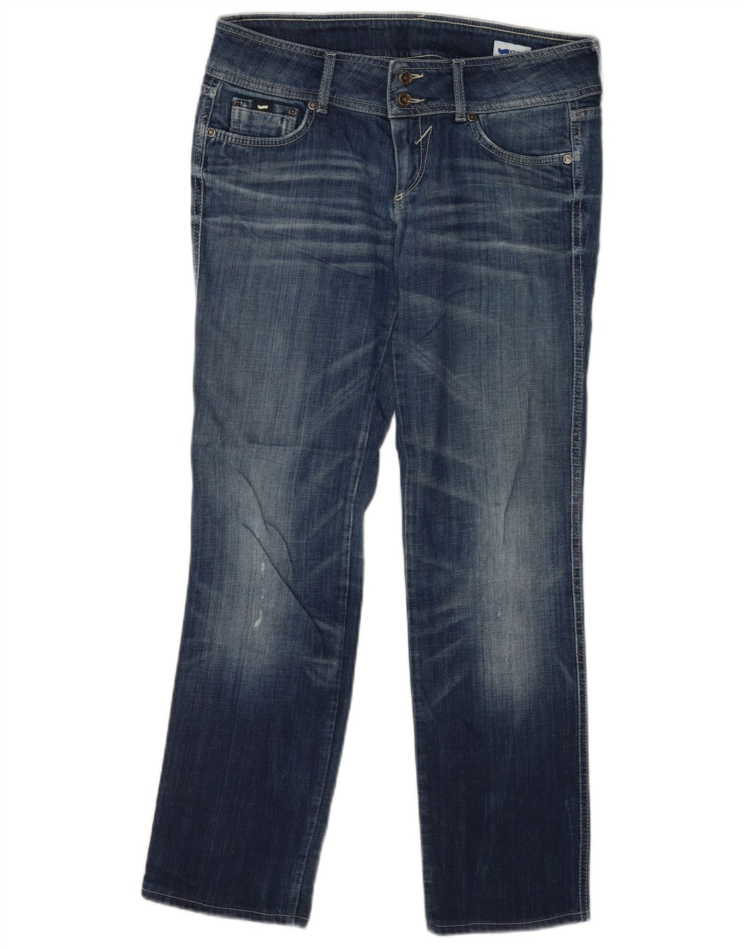 Gas Dame Distressed Straight Jeans W32 L30 Blå Bomuld