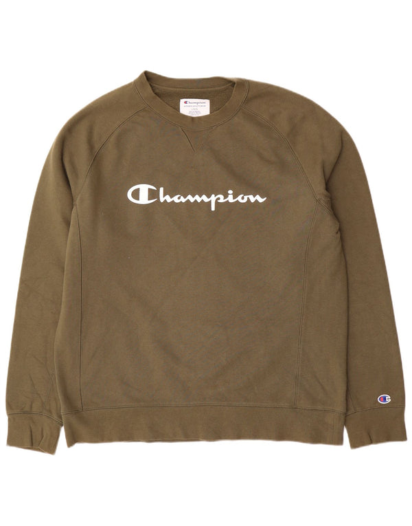 Champion Herre Grafisk Sweatshirt Jumper Large Khaki Bomuld