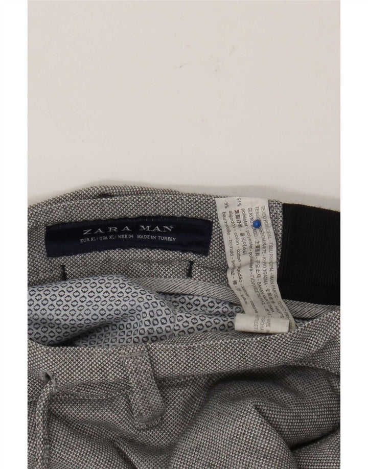 Zara Herre Slim Cropped Trousers XL W34 L26 Grå Polyester