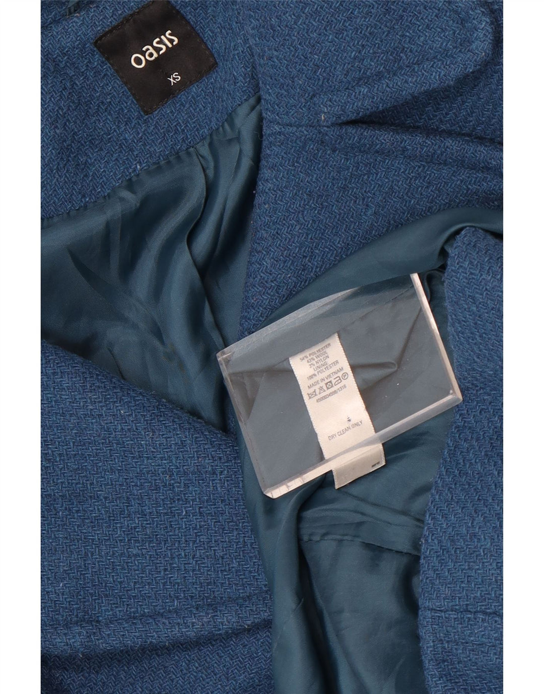Oasis Dame Dobbeltradet Frakke UK 6 XS Blå Polyester