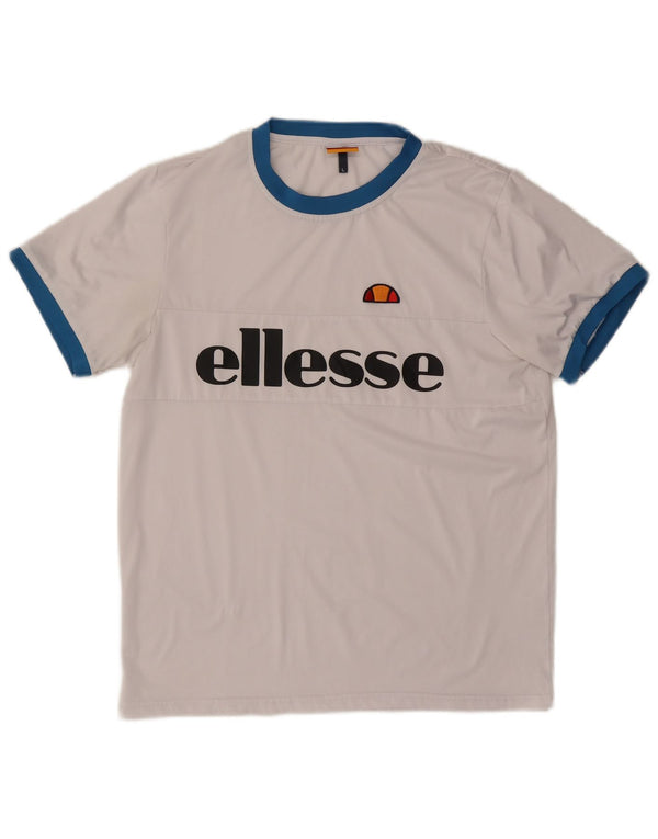 ELLESSE Herre Grafisk T-Shirt Top Stor Hvid Polyester