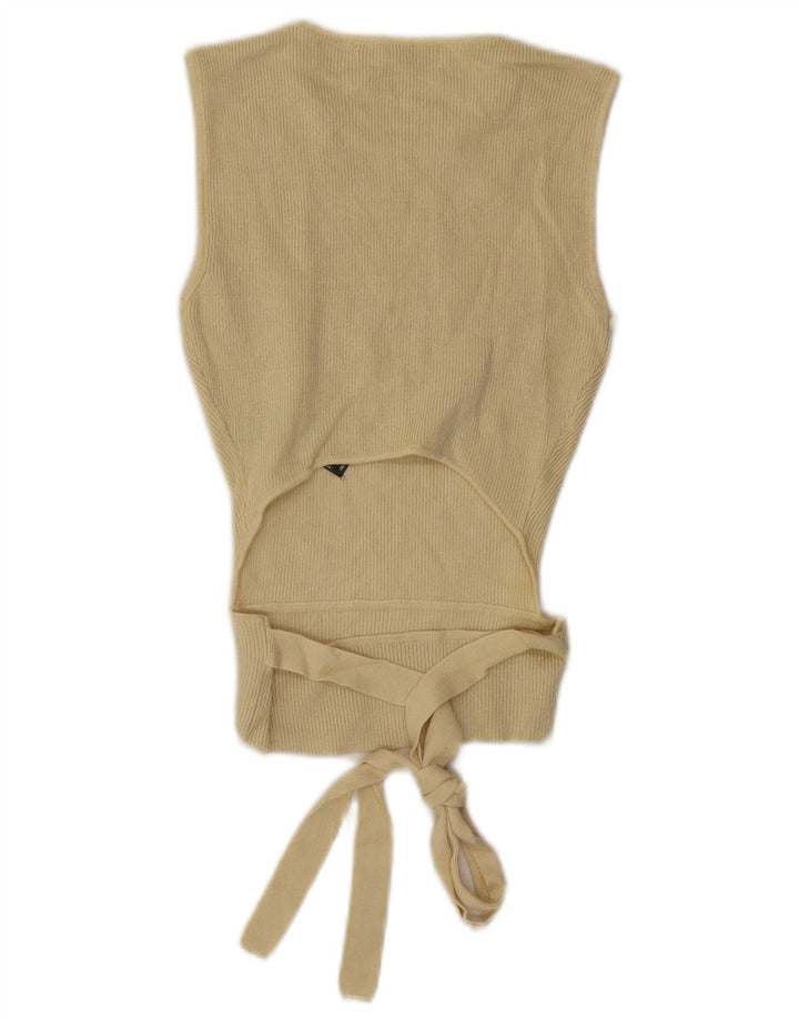 ZARA Womens Crop Vest Tank Top UK 12 Medium Yellow Viscose