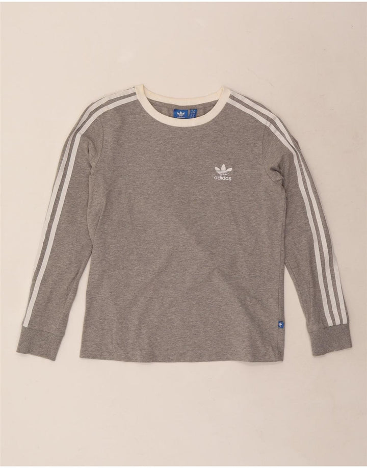 Adidas Dame Top Langærmet UK 12 Medium Grey Flecked Bomuld
