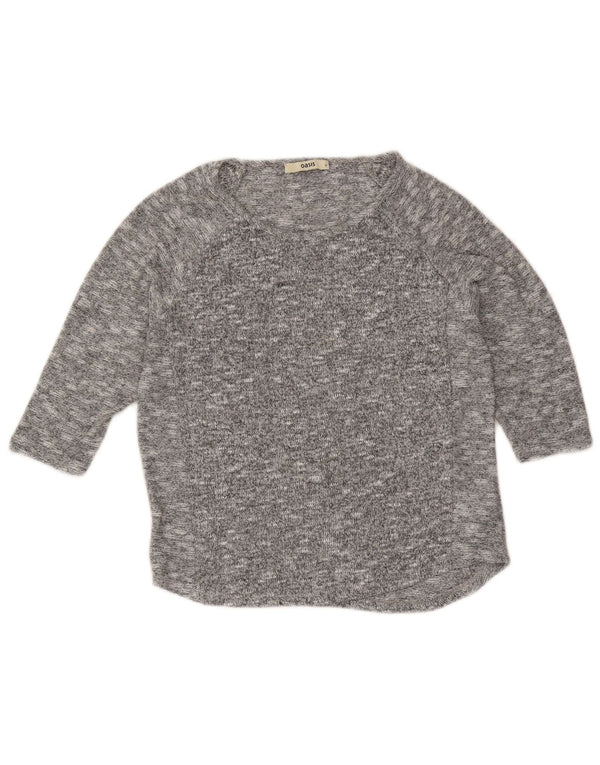 Oasis Dame 3/4-ærmet Bådhalstrøje trøje UK 10 Small Grå Flecked