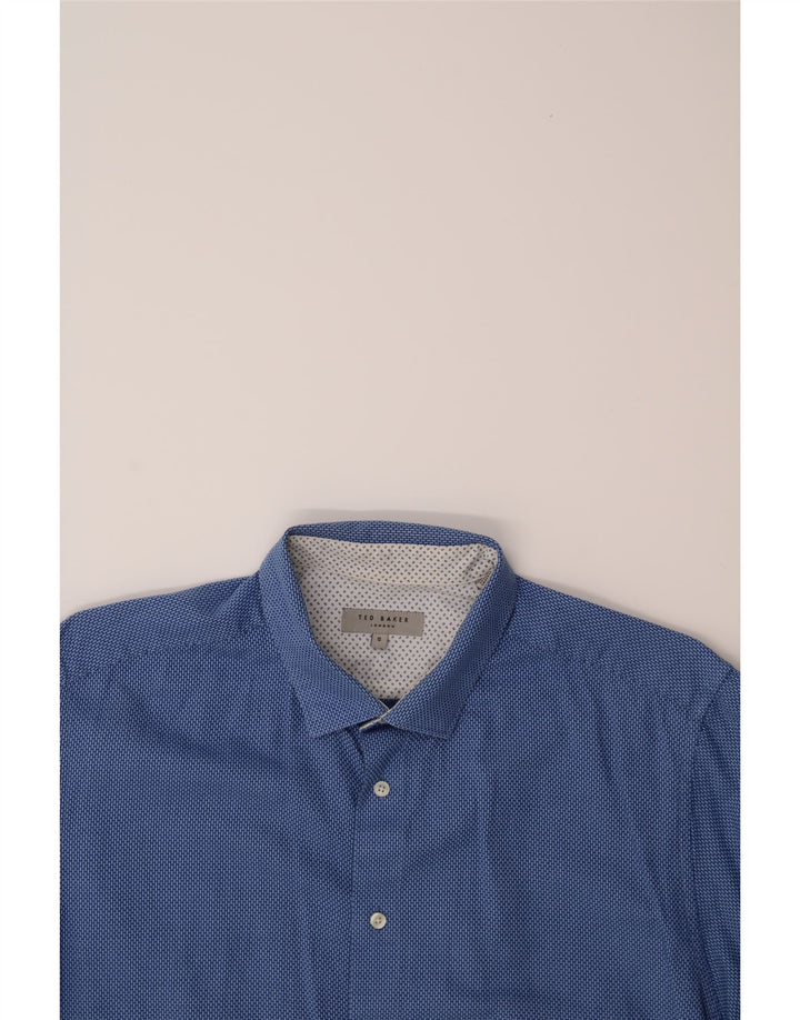 TED BAKER Mens Shirt Size 5 XL Blue Geometric Cotton Vintage Ted Baker and Second-Hand Ted Baker from Messina Hembry 