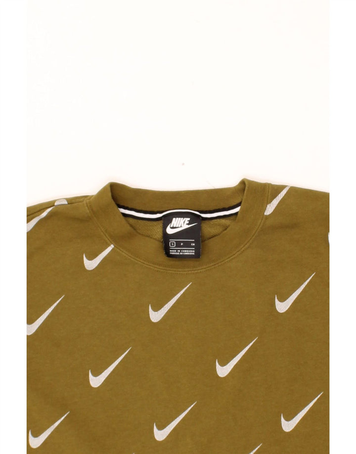 NIKE Mens Loose Fit Graphic Sweatshirt Jumper Small Khaki Cotton Vintage Nike and Second-Hand Nike from Messina Hembry 