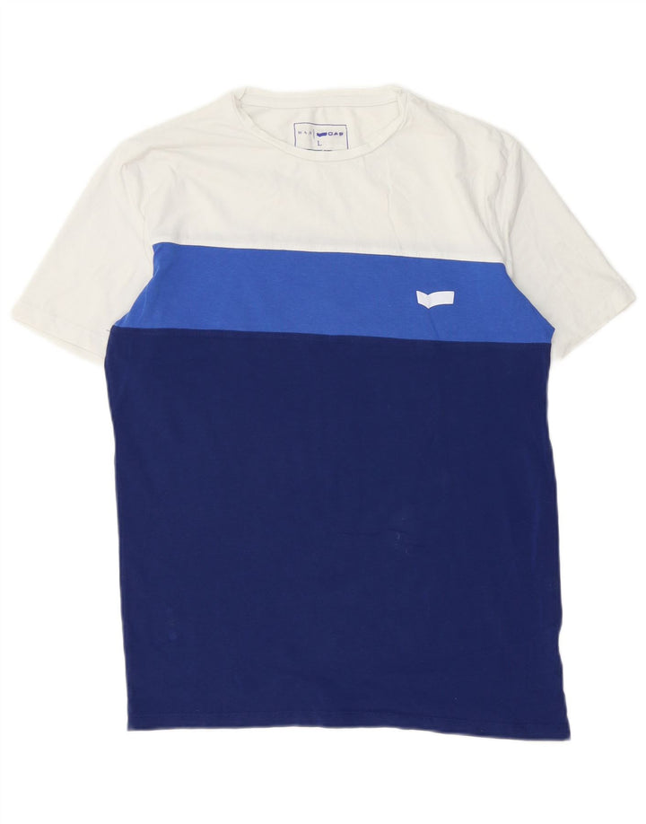 Gas Herre T-Shirt Top Stor Blå Colourblock Bomuld