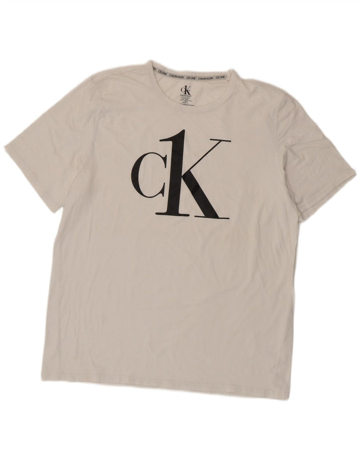 Calvin Klein Herre Grafisk T-Shirt Top XL Hvid