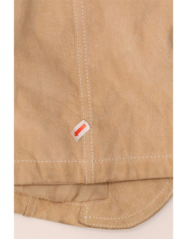AUTHENTIC Womens Suede 2 Button Blazer Jacket UK 10 Small Beige Leather Vintage Authentic and Second-Hand Authentic from Messina Hembry 