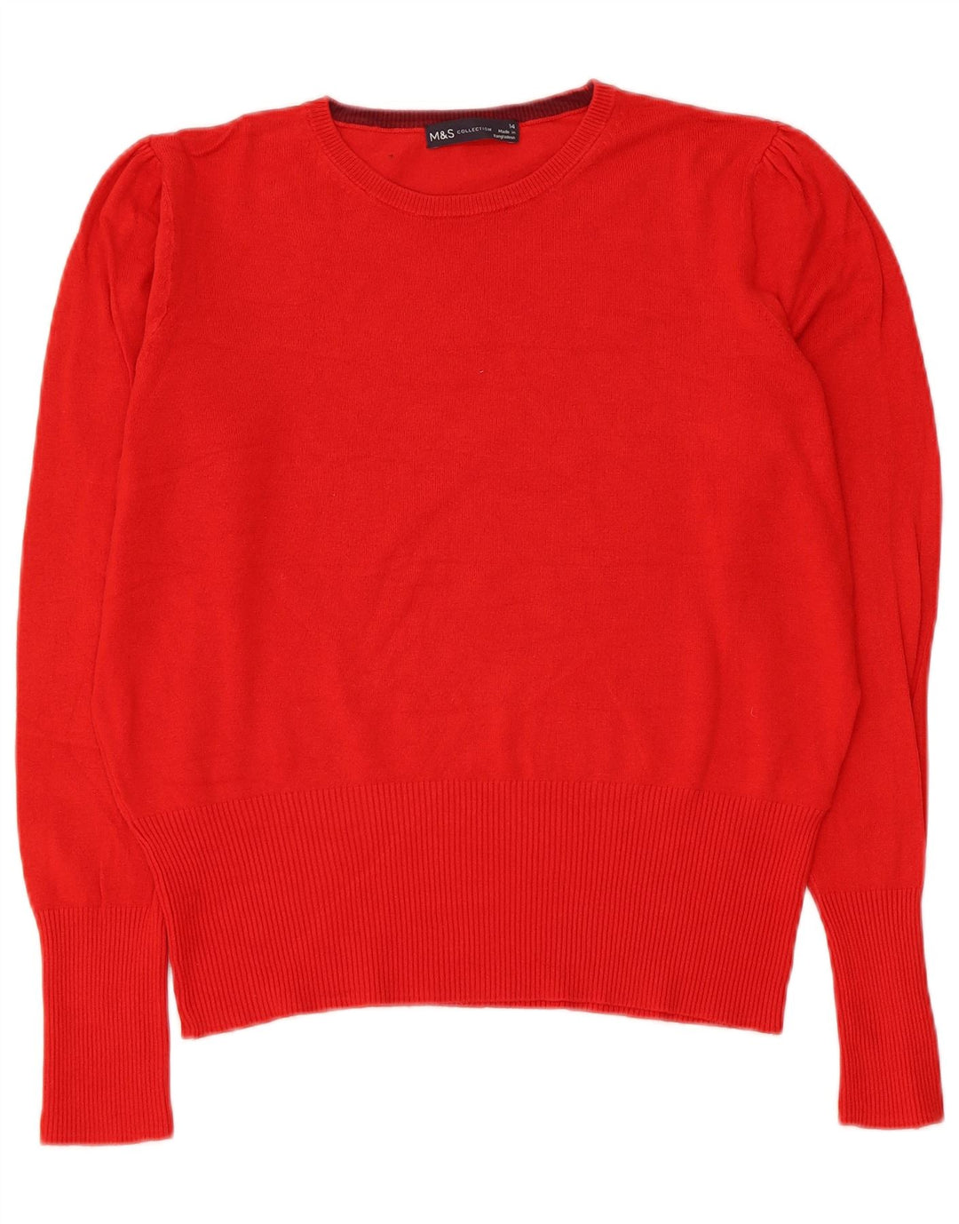 Marks & Spencer Dame sweater med rund hals DK 14 Stor rød viskose