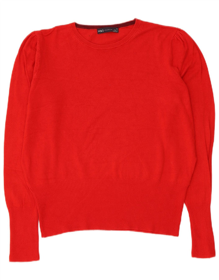 Marks & Spencer Dame sweater med rund hals DK 14 Stor rød viskose