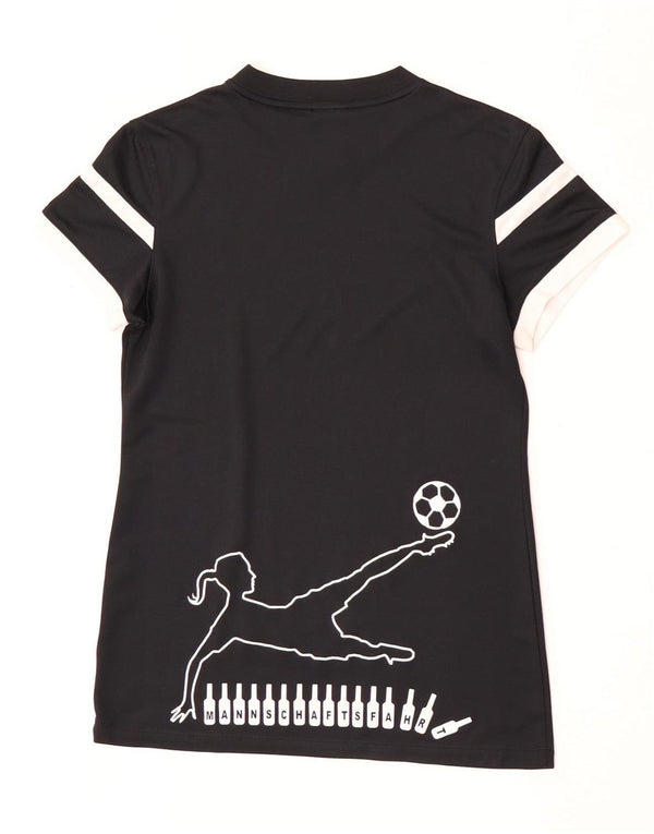 Nike Womens Dri Fit Graphic T-Shirt Top UK 10 Small Black Colourblock
