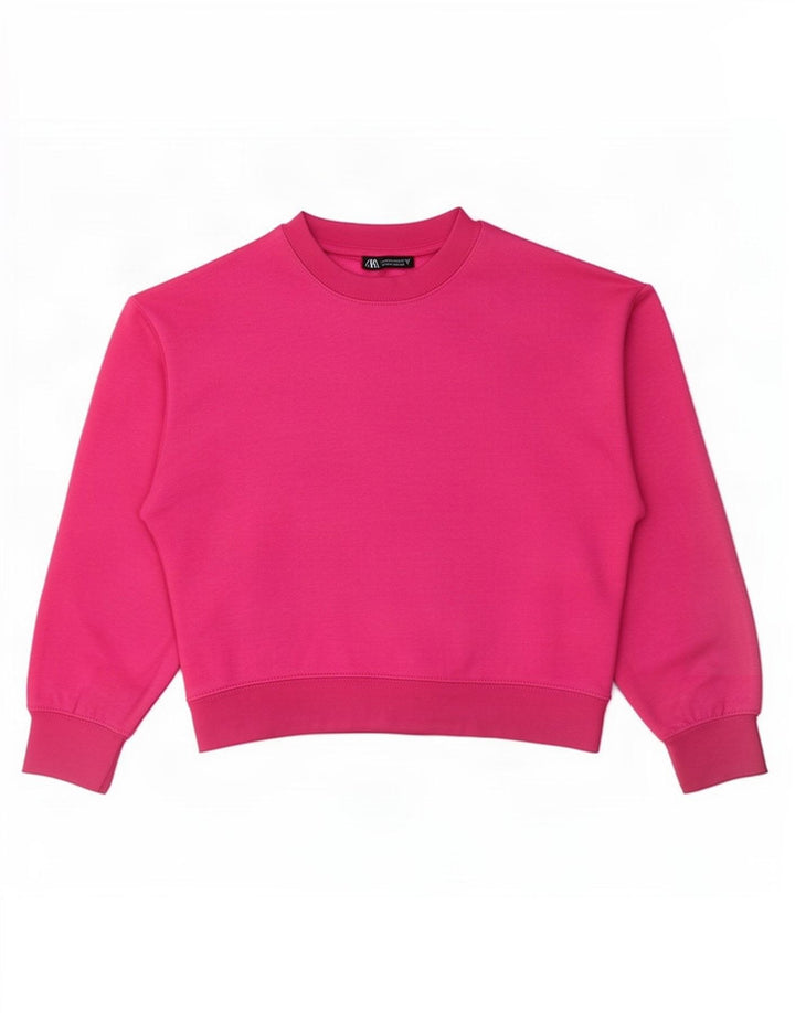 Zara Sweatshirt Jumper UK 14 Medium Pink Polyester