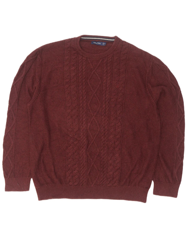 Nautica herre rund hals sweater 2XL rødbrun bomuld