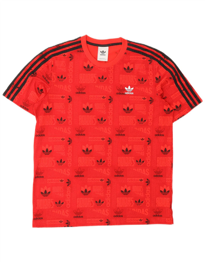 ADIDAS Grafisk T-shirt top til mænd, stor rød polyester