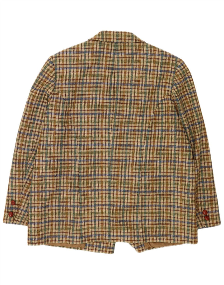 Vintage dame 3-knaps blazerjakke UK 20 2XL Beige Houndstooth