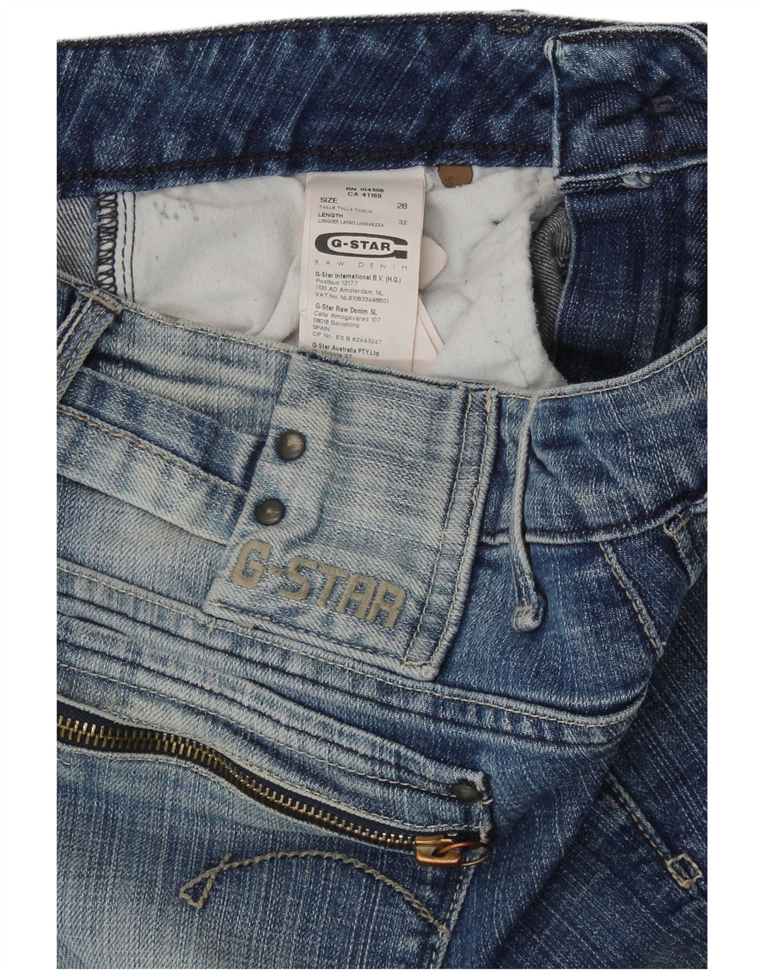 G-STAR Dame Acid Wash Slim Jeans W28 L26 Blå Bomuld