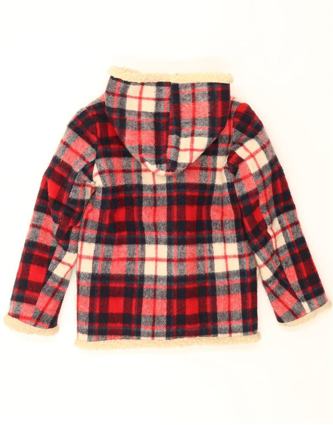 SIMONE Sherpa Duffeljakke med hætte til piger 9-10 år rød ternet