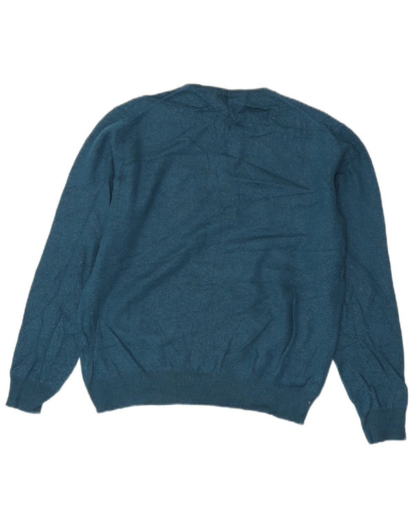 Calvin Klein Jeans Dame Crew Neck Jumper Sweater UK 16 Large Blue Wool