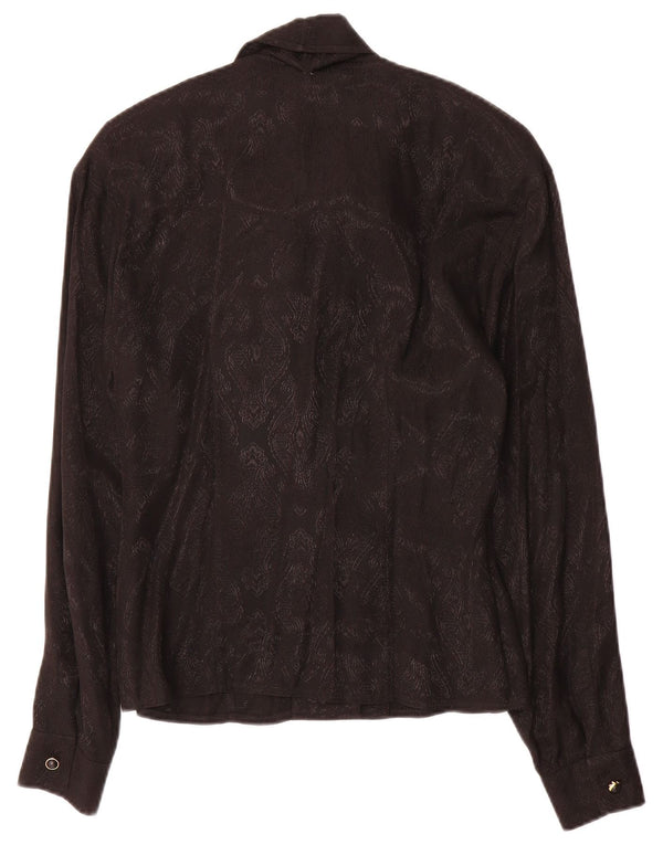 Marella Womens Front Tie Shirt Bluse UK 14 Large Black Paisley Acetate
