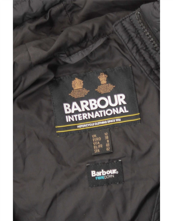Barbour Dame Oversized Hooded Longline Polstret Gilet UK 12 Medium Black