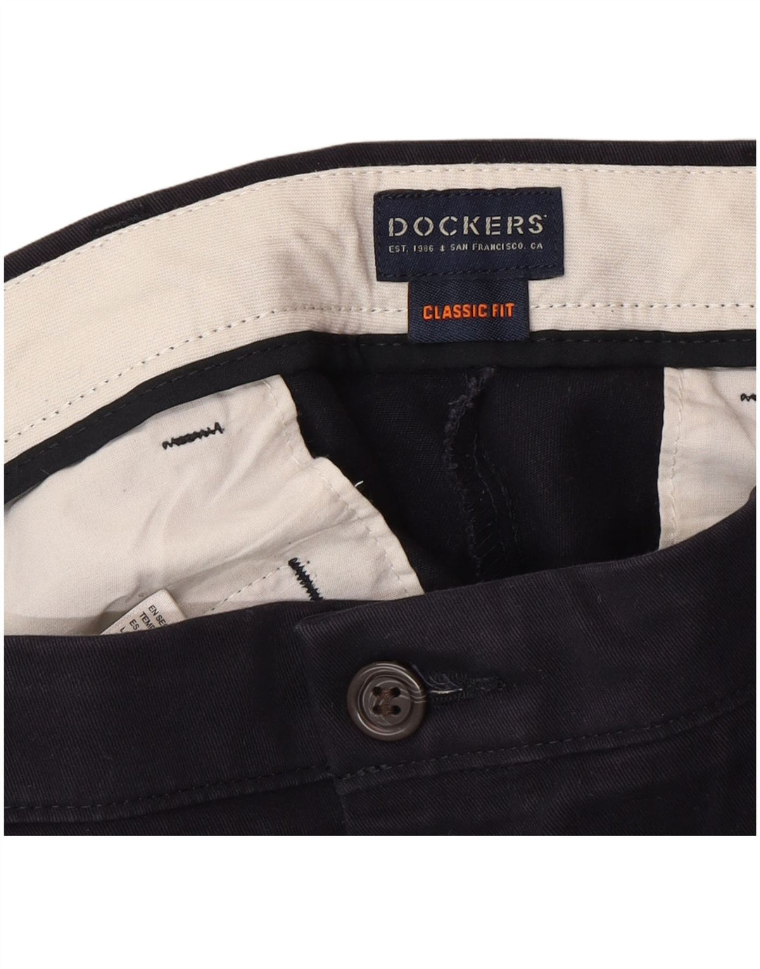 DOCKERS Herre Classic Fit Chino Bukser W34 L30 Marineblå Bomuld Classic