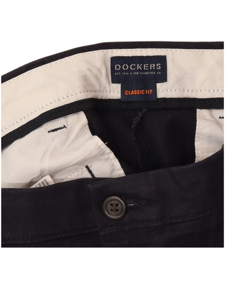 DOCKERS Herre Classic Fit Chino Bukser W34 L30 Marineblå Bomuld Classic