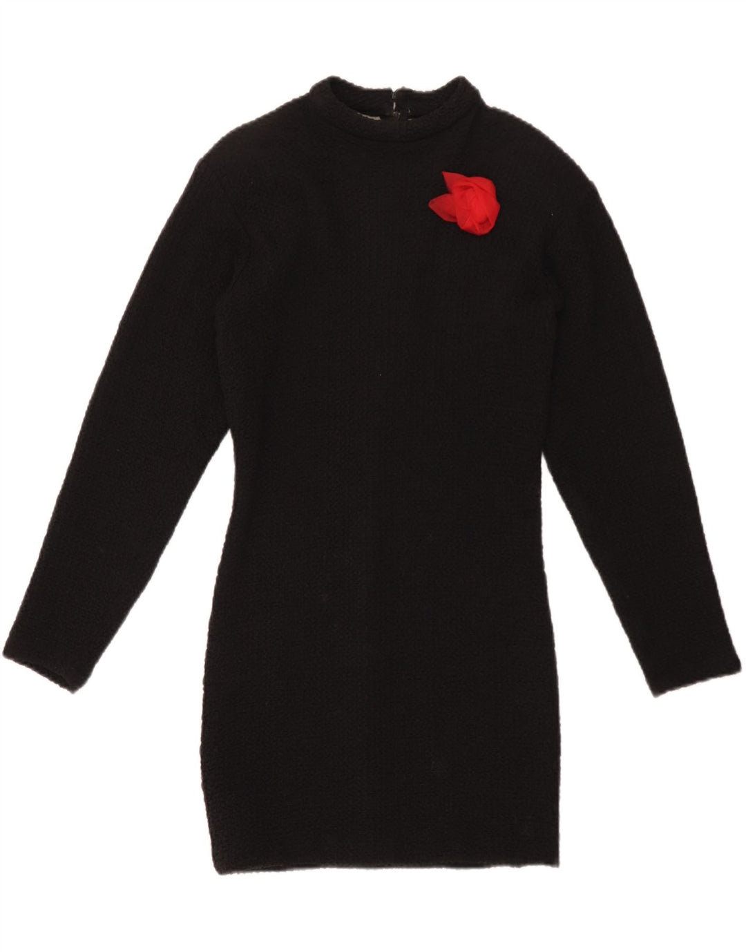 Vintage Dame Langærmet Bodycon Kjole UK 12 Medium Sort