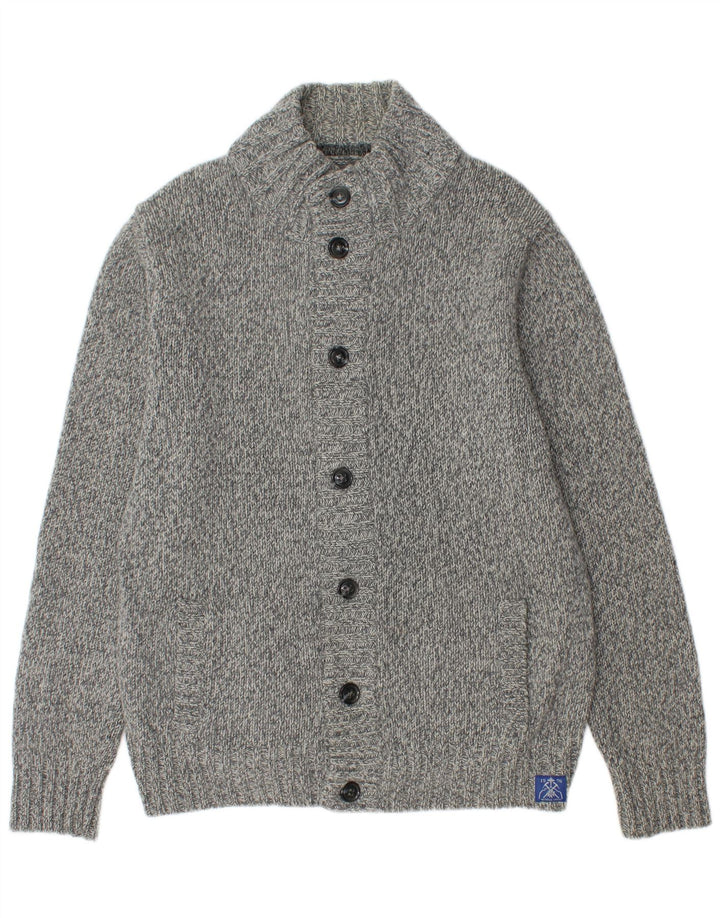McNeal Herre Cardigan Sweater XL Grå Flecked Lammeuld