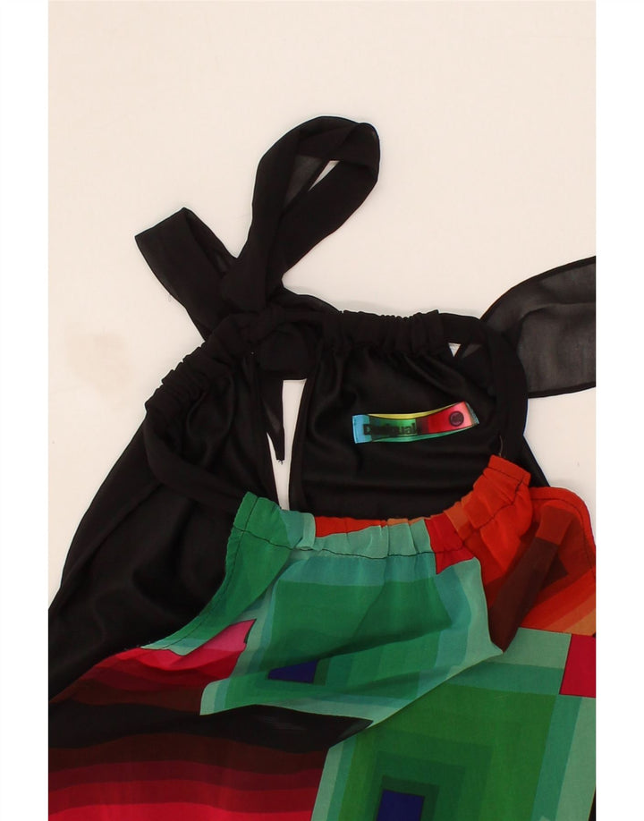 DESIGUAL Womens Graphic Halter Dress EU 40 Medium Black Geometric Vintage Desigual and Second-Hand Desigual from Messina Hembry 
