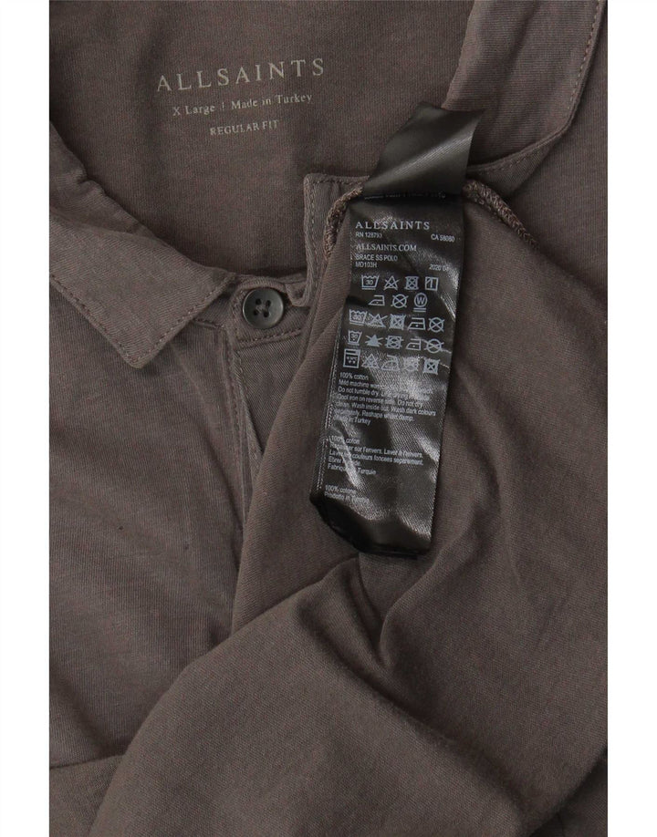 All Saints Herre Regular Fit Polo Shirt XL Grå Bomuld