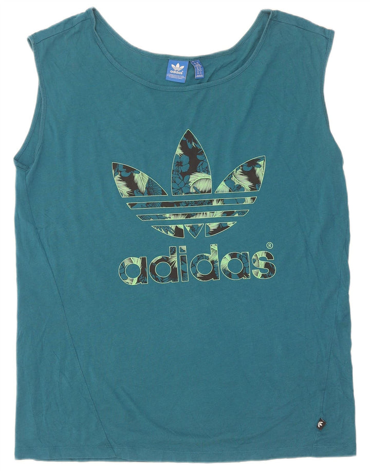 Adidas Dame Grafisk Vest Top UK 14 Medium Blue