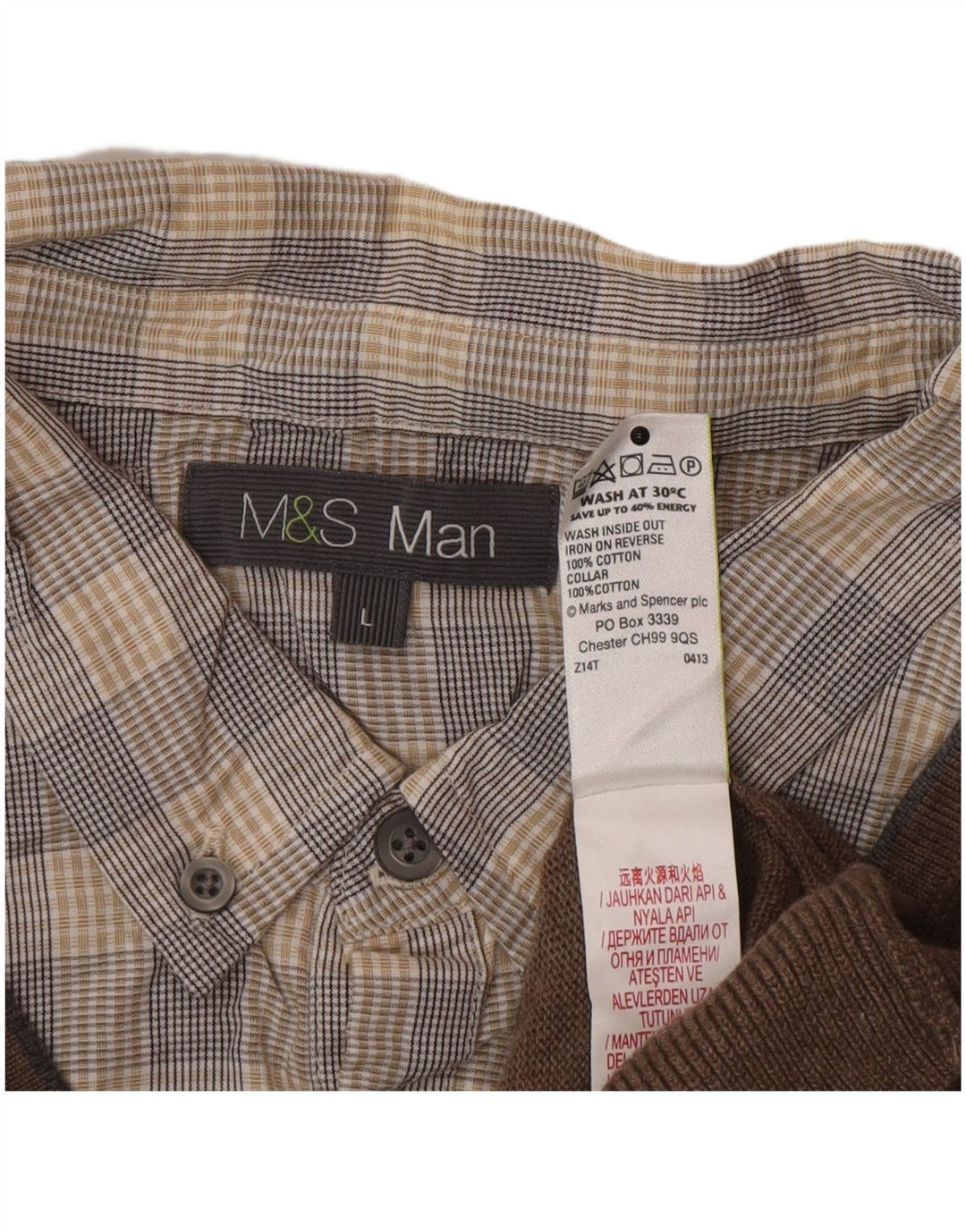 Marks & Spencer Herre Polo Neck Jumper Sweater Stor Brun Bomuld
