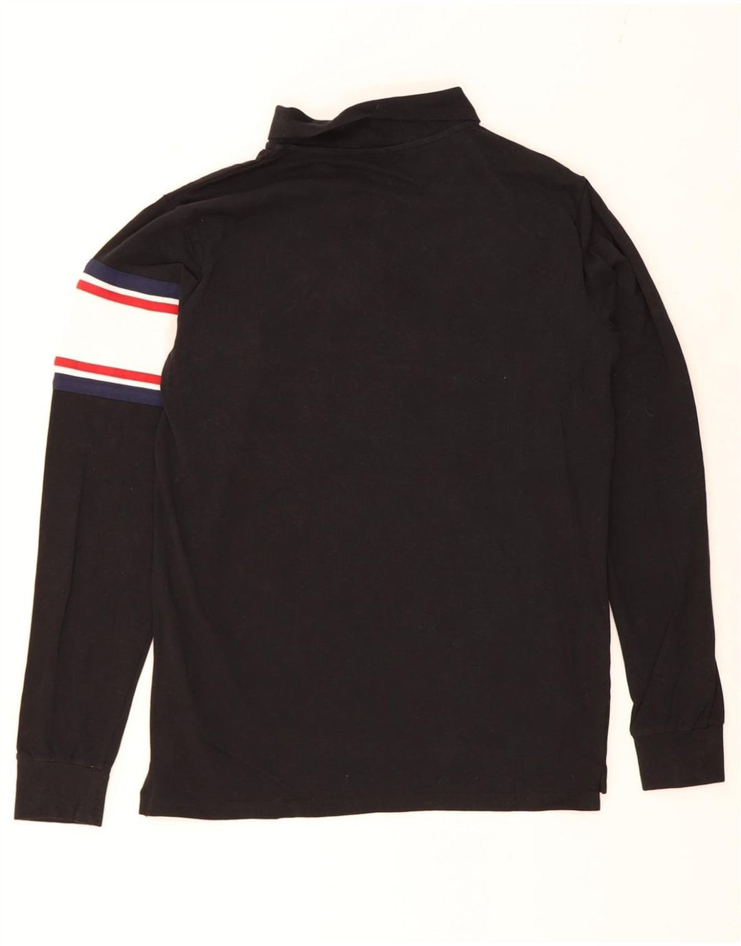 U.S. POLO ASSN. Mens Graphic Polo Shirt Medium Black Colourblock Vintage U.S. Polo Assn. and Second-Hand U.S. Polo Assn. from Messina Hembry 
