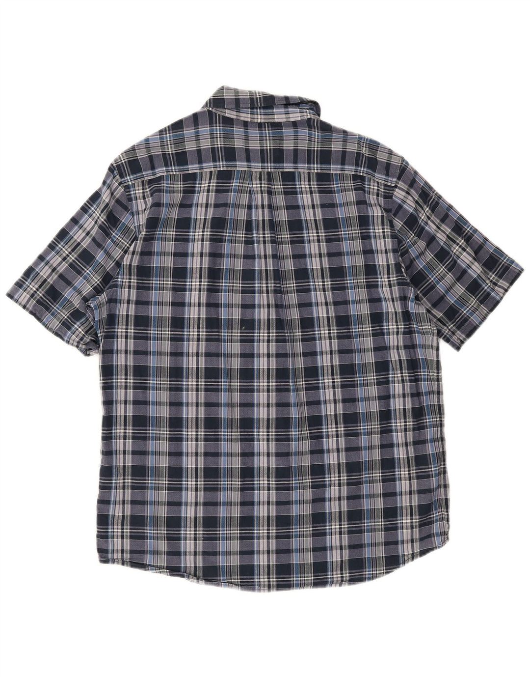 Woolrich kortærmet herreskjorte med normal pasform Stor blå plaid bomuld