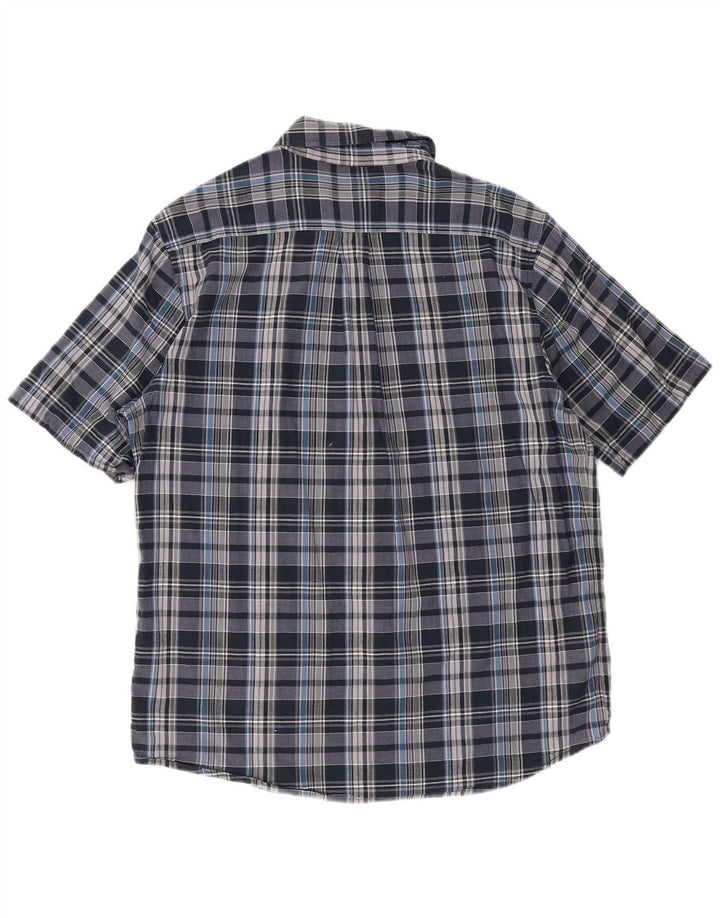 Woolrich kortærmet herreskjorte med normal pasform Stor blå plaid bomuld